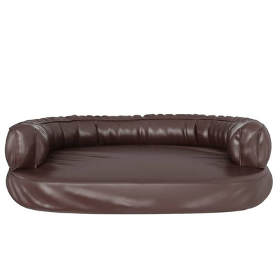 vidaXL Ergonomiczne legowisko dla psa, brąz, 88x65 cm, sztuczna skóra