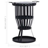 vidaXL Palenisko ogrodowe z kratką grillową, stal, 47,5 cm