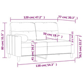 2-osobowa sofa z poduszkami, czarna, 120 cm, tkanina