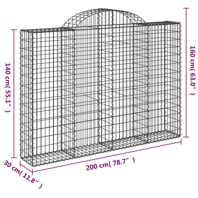 Kosze gabionowe, 10 szt, 200x30x140/160cm, galwanizowane żelazo
