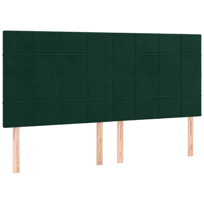 vidaXL Rama łóżka z zagłówkiem, ciemnozielona, 200x200 cm, aksamitna