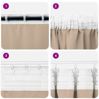 Firany blackout z kółkami 2 pcs Ciemnoszary 140 x 140 cm