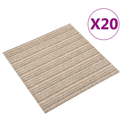 Dywan 20 pcs Beżowy w paski 50 x 50 cm 100% polipropylen