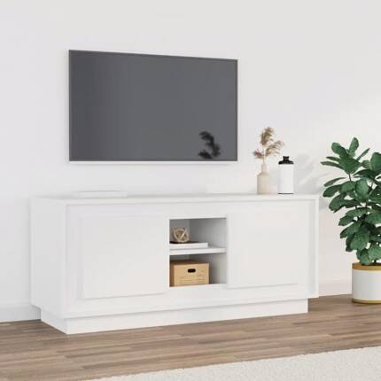 vidaXL Szafka pod TV, biała, 102x35x45 cm, materiał drewnopochodny