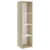 vidaXL Szafka pod TV, biel i dąb sonoma, 142,5x35x36,5 cm