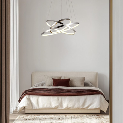 Lampa wisząca LED 60W potrójny ring chrom LUNE 33-64738
