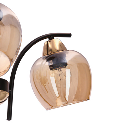MERRA lampa wiszaca czarny 3x40W E27 klosz bursztynowy  33-35318