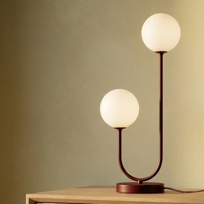 Lampka nocna w kolorze burgundowym, białe klosze K-6022 z serii BALU