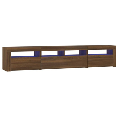 vidaXL Szafka pod TV z oświetleniem LED, brązowy dąb, 210x35x40 cm