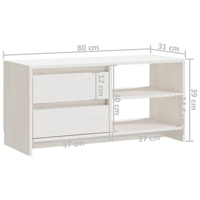 vidaXL Szafka pod TV, biała, 80x31x39 cm, drewno sosnowe