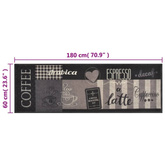 vidaXL Dywanik kuchenny z motywem kawy, czarny, 60x180 cm, aksamitny