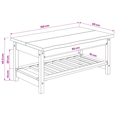 Stolik kawowy EKAI Biały 100 x 60 x 45,5 cm Lite drewno sosnowe