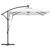Parasol plażowy z paskami LED piaskowy 249 x 249 x 250 cm