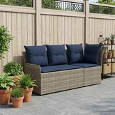 2 szt. Sofa ogrodowa z podłokietnikami i sofą narożną Rattan PE