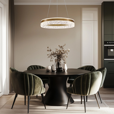 Lampa wisząca FROZI w stylu glamour – złoty klosz z kryształkami – eleganckie i nowoczesne oświetlenie salonu LED