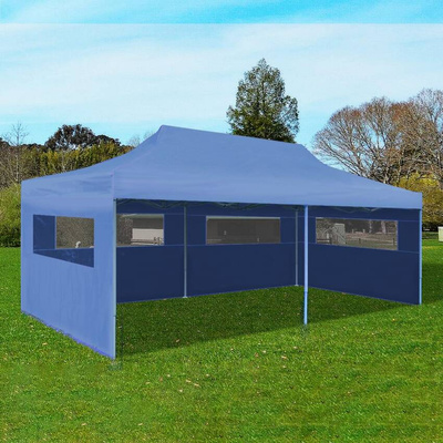 vidaXL Niebieski namiot imprezowy, rozkładany, 3 x 6 m