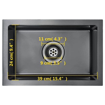 Ręcznie robiony zlewozmywak, czarny, stal nierdzewna