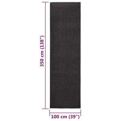 vidaXL Dywanik, naturalny sizal, 100x350 cm, czarny