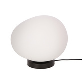 Lampa stołowa STONES minimalistyczna – biały akrylowy klosz 30 cm w kształcie kamienia – skandynawska lampka na stolik nocny E27 
