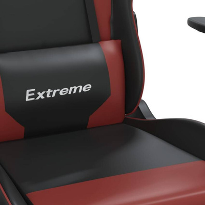 vidaXL Fotel gamingowy z podnóżkiem, czarny i wino, sztuczna skóra