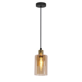 Lampa wisząca Doppio z kloszem bursztynowa pojedyncza metalowo-szklana