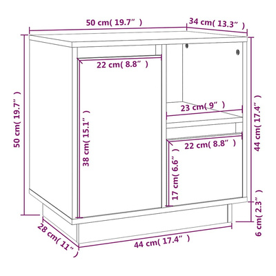 Szafki nocne, 2 szt., czarne, 50x34x50 cm, lite drewno sosnowe
