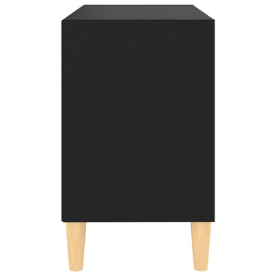 vidaXL Szafka pod TV z drewnianymi nóżkami, czarna, 69,5x30x50 cm