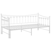 z wysuwaną ramą łóżka, biała, metalowa, 90x200 cm Sofa