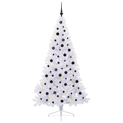Sztuczna choinka z 300 diodami LED Biały 210 cm PVC i stal