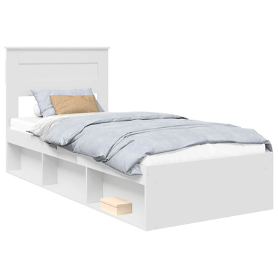 Ramka łóżka Gładki Biały 75 x 190 cm Lite drewno sosnowe