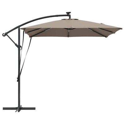 Parasol plażowy z paskami LED Ciemnoszary 249 x 249 x 250 cm
