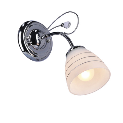 Kinkiet ścienny chromowy z kryształkiem biały klosz Simpli Candellux 21-64288