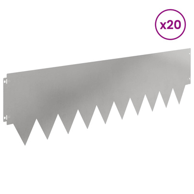 Krawężnik do trawnika 20 szt. 103 x 30 cm Stal srebrny