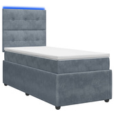 Łóżko z box spring LED z materacem ciemnoszary 80 x 200 cm