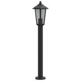Lampy ogrodowe na słupku, 3 szt, czarne, 80 cm, stal nierdzewna