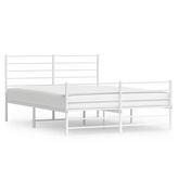 vidaXL Metalowa rama łóżka z wezgłowiem i zanóżkiem, biała, 140x190 cm model standard