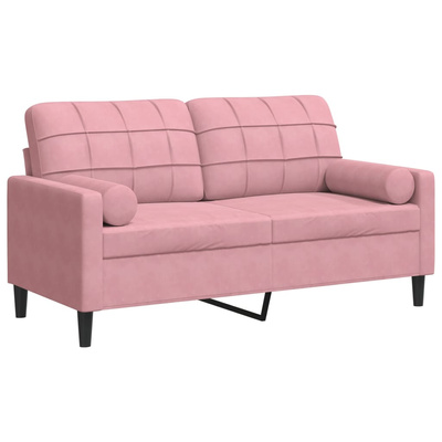 2-osobowa sofa z poduszkami, różowa, 140 cm, aksamit