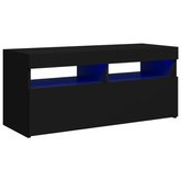 Szafka pod TV z oświetleniem LED, czarna, 90x35x40 cm vidaXL