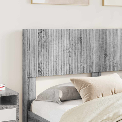 Stelaż łóżka z przechowywaniem i zagłówkiem Szary Sonoma
