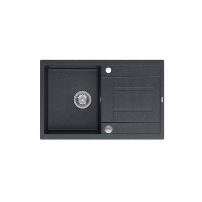 MORGAN 111 GraniteQ zlewozmywak black diamond z syfonem Push To Open 1-komorowy z/o / elementy stal szlachetna
