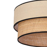 Lampa wisząca z abażurem Lorenzo kremowy z czarną oblamówką do jadalni
