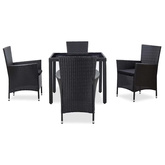 5-cz. zestaw mebli ogrodowych, rattan PE, czarny