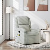 vidaXL Rozkładany fotel masujący, jasnoszary, obity aksamitem model standard