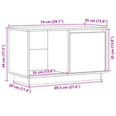 Szafka pod telewizor, 74x35x44 cm, lite drewno sosnowe