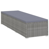 vidaXL Leżak z poduszką i stolikiem, polirattan, szary