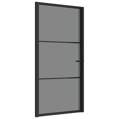 vidaXL Drzwi wewnętrzne, 102,5x201,5 cm, czarne, szkło ESG i aluminium