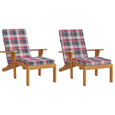 vidaXL Poduszki na leżaki, 2 szt., w czerwoną kratę, tkanina Oxford