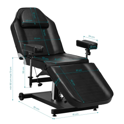 Fotel hydrauliczny do tatuażu Pro Ink 322F czarny 150966