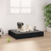 vidaXL Legowisko dla psa, czarne, 61,5x49x9 cm, lite drewno sosnowe