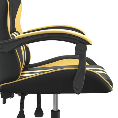 vidaXL Obrotowy fotel gamingowy, czarno-złoty, sztuczna skóra model standard